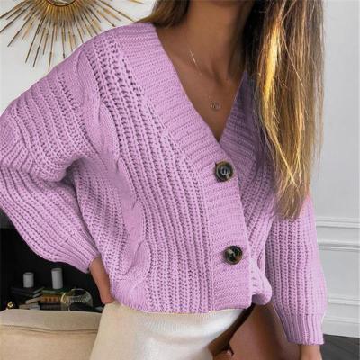 China Anti-pilling Fashion Anti-pilling Loose Button Up Ladies Chunky Knitted Sweater Thick Women Winter Cardigan for sale