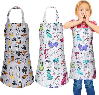 China Custom Logo Cleaning Children's Cotton Aprons Lace Yellow Blue Purple Kids Kitchen Cooking Apron for sale