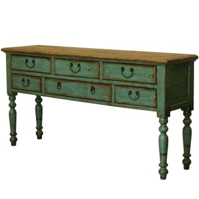 China Glossy Solid Wood Console Table Neo-Chinese Assembled Antique Finish Living Room Console Table Supplier Vintage Living Room Console Table for sale