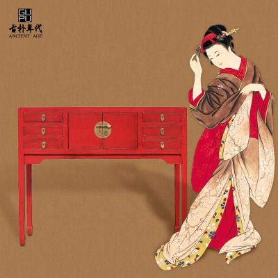 China Customizable Color Customizable Antique Chinese Console Cabinet Distressed Painting Oriental Chinese Classical Furniture Console Customized Solid Wood Console 1m for sale