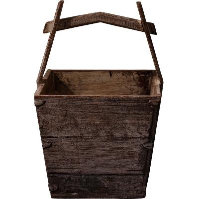 China Chinese Factory Assembled Furniture Reclaimed Furniture Rustic Reproduction Wooden Bucket Decorative Reused Elm Wood Bucket for sale