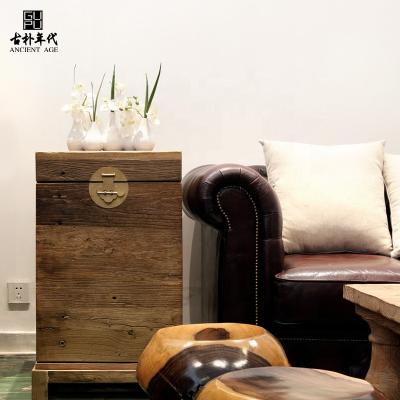 China Assembled Wooden Box Chinese Traditional Furniture Reclaimed Storage Factory Solid Wood Nightstand Original Elm for sale