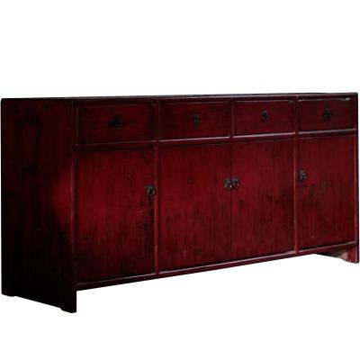 China Chinese Style Antique Finish Storage Sideboard Home Furniture Vintage Paint Assembled Glossy Solid Wood Rustic Customizable Sideboard for sale