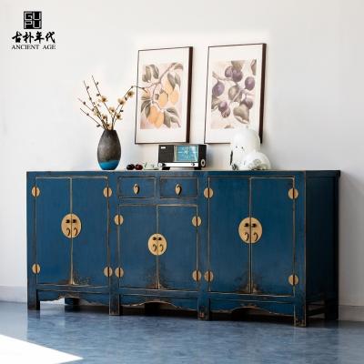 China Assemble Dining Room Sideboard Glossy Antique Wood Finish Sideboard Vintage Distressed Finish Discount Customized Sideboard for sale