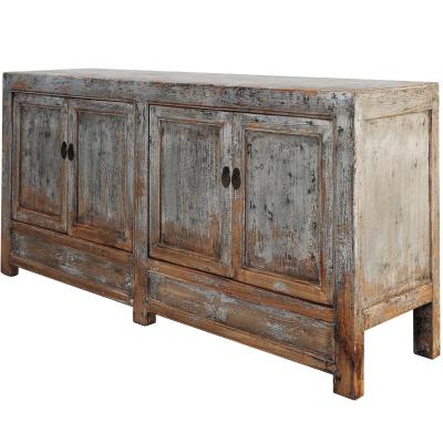 China Assembled Distressed Vintage Finishing Antique Cabinet Chest Of Drawers Storage Decoration Reclaimed Elm Wood Sideboard for sale