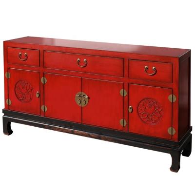 China Assembled Distressed Traditional Vintage Finish Sideboard Carving Sideboard With Storage Traditional Chinese Sideboard Customized By Designs for sale