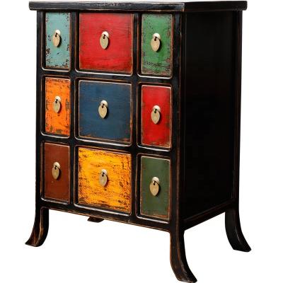 China Chinese Handmade Colored Collected Furniture Living Room Furniture Antique Finish Reproduction Furniture Storage Cabinet With Drawers for sale