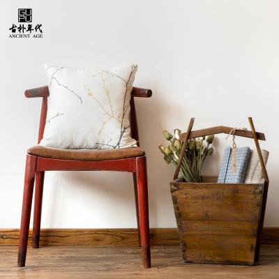 China Painted Assembly Dining Chair Nordic Furniture Compact Chairs Nordic Style Sillas Distressed Simple Vintage Paint Wood Back Chairs for sale