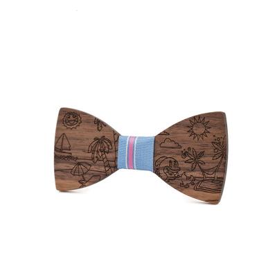 China Fashionable New Arrival Mens Kids Children Striped Wedding Handmade Wooden Bow Tie for sale