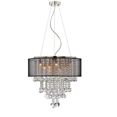 China Living Room Brushed Nickel K9 Crystal Chandelier Lighting LED Modern Fixture Pendant Lamp For Dining Room Bathroom for sale