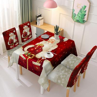 China Christmas Printed Table Cloth Waterproof One Piece Chair Party Cover Stretch Absorbent Decor Table Cloth for sale