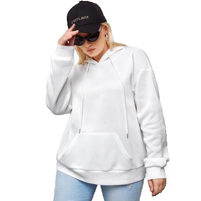 China Custom Women's Kangaroo Dalian Hoodie Anti-pilling Pocket White Wool Drawstring Superb Hoodie Women's Sweatshirt for sale