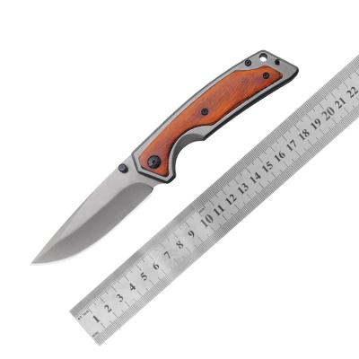 China Classic 3D Non-variable Wood Handle Printing Black Finish Folding Increasing Outdoor Bushcraft Pocket Knife for sale