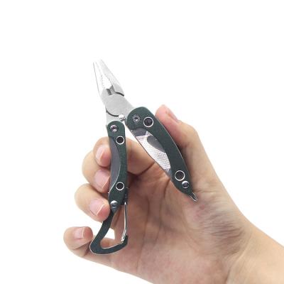 China Eco-Friendly Aluminum Mini Multitool Small Multi Purpose 6 In 1 Pocket Green Folding Pliers for sale