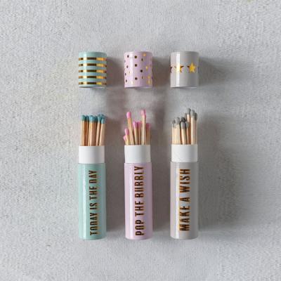 China Recyclable Custom Jemstone Logo Packaging Tube Cylinder Match Paper Tube Long Sticks Matches Matchstick for sale