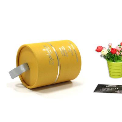 China Recyclable Gift Gold Food Grade Jemstone Kraft Paper Black Round Cylinder Wrap Around Candle Tube Box for sale