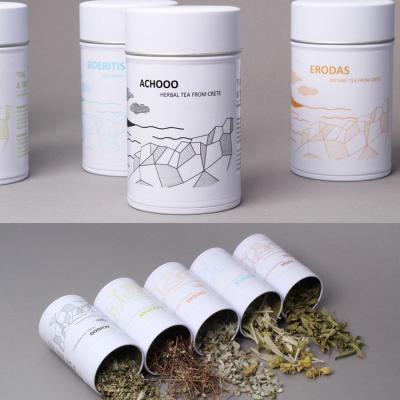 China Recyclable Eco Friendly Customized White Round Paper Tube Tea Packaging Box With Cover For Green And Loose Tea for sale