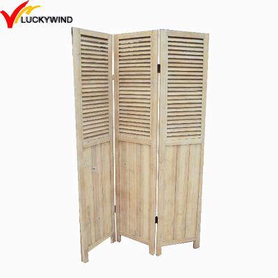 China French Chic Primitive Jalousie Free Folding Solid Wood Room Divider for sale