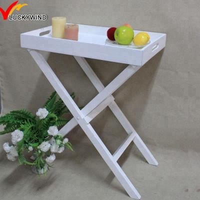 China French White Antique Design Eco-Friendly Country Style Wood Folding Tray Table for sale