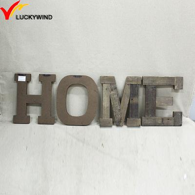 China Antique Handmade Rustic Wooden Europe Brown Letter HOME Sign for sale