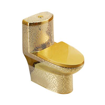 China Double-Flow New Style Toilet Bathroom Ware S Trap Gold Color Electroplating Sanitary Toilet For WC for sale