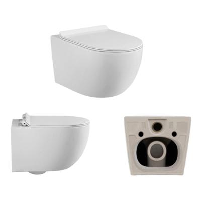 China Double-Flow Modern Design Streamline Rimless Wall Faced Inwall Toilet for sale