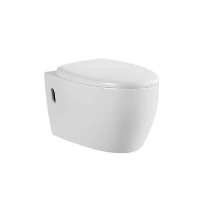 China Double-Flow Design Back To Wall Concealed Cistern P-Trap Wall Hung One Piece Round Toilet for sale