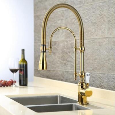 China Modern Luxury Gold High Arc Kitchen Sink Faucet Pre-Rinse Kitchen Faucet for sale