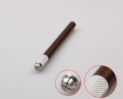 China Coffee Color Aluminum Alloy Eye Brow Manual Tattoo Pen With Acrylic Handle for sale