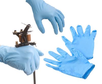 China Tattoo Medical Blue Latex Gloves Powder Free In Big / Middle / Small Size for sale