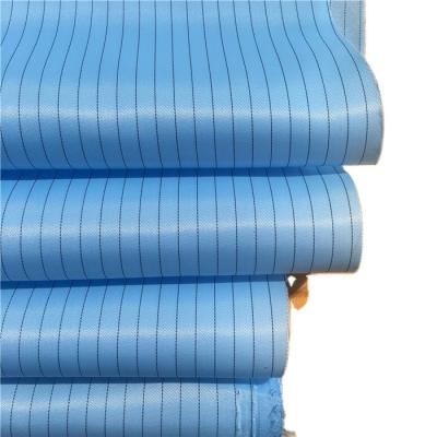 China 100D Polyester Twill Anti Static ESD Stripes Stof voor Clearing Room Overoll Materiaal Te koop