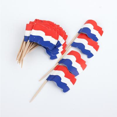 China OEM Disposable High Grade New Arrival Food Pick Flag Natural Bamboo Toothpicks for sale