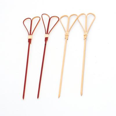 China Wholesale Disposable Bamboo Stick Heart Shape Plant Fruit Bamboo Skewer 9cm Nonstick Skewer for sale