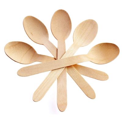 China Custom Brand Logo Wholesale Wooden Disposable Hotel Home Kitchen Cutlery For Party Wooden Spoon Set for sale