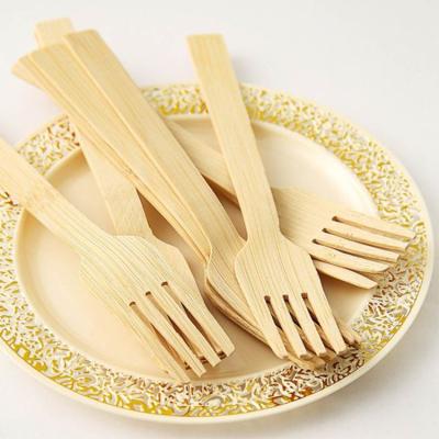 China Domestic Wholesale Cheap Price Hotel Biodegradable Bamboo Kitchen Cutlery Set Disposable Fork for sale