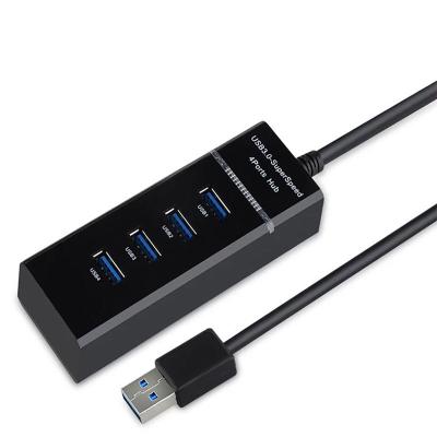 China Plastic USB 3.0 4-Port USB Hub Adapter Up To 5Gbps Portable Data Hub for sale