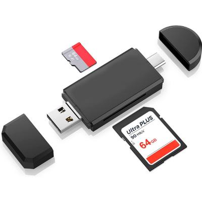 China ABS Card Reader 3 in 1 Micro USB-C USB-A USB Camera Memory Card Reader for sale