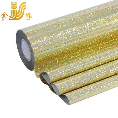 China Professional JINSUI Rainbow Transfer Foil Gold Foil Copper Polished Color Holographic Metallic Hot Stamping Foil for sale