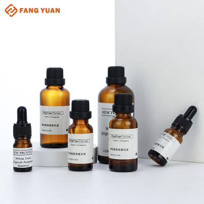 China Skin Care Cosmetic Packaging Oil Empty Amber Essential Oil Bottle 1oz Dropper Serum Amber Glass Bottle for sale