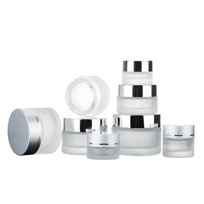 China 0.5oz cosmetic 1oz in eye stock face cream jars skin care containers 10g 20g 30g50g glass jar for cosmetic packaging for sale