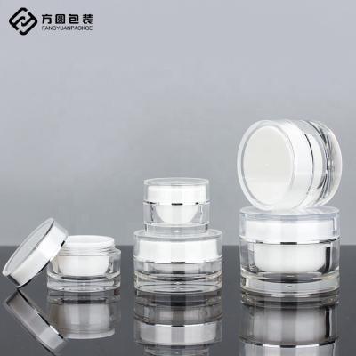 China 5g10g15g20g30g40g50gLuxury PS Double Layer Cosmetic Plastic Jar Transparent White Eye Face Cream Cosmetic Jars for sale