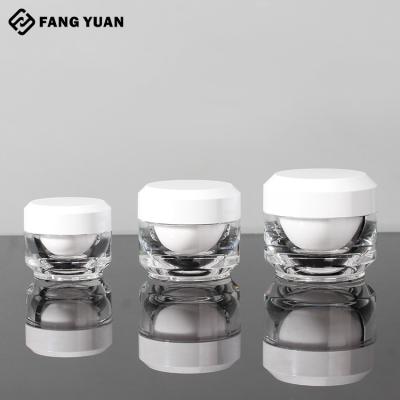 China Cosmetic luxury plastic jars in 15g 30g 50g stock double layer acrylic jar plastic cream container packaging for sale