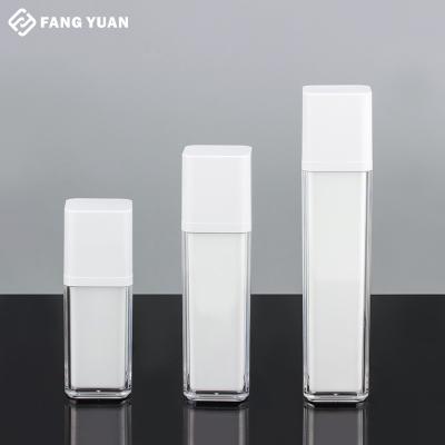 China Eco-friendly Recyclable White Square Clear Acrylic Bottle Pump Spray Serum Bottles Cosmetic Plastic Container For Cosmetics Packaging for sale