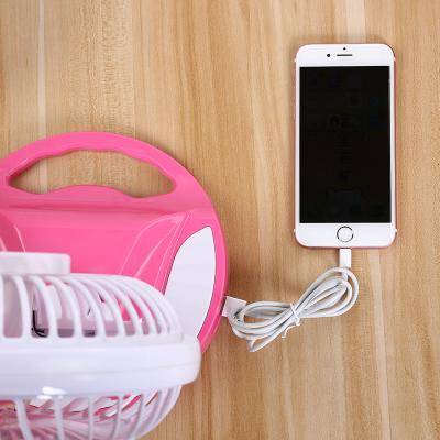 China With Function Bank Charge USB Rechargeable 8 Inch Mini Power Bank Portable Plastic Fan With LED Light for sale