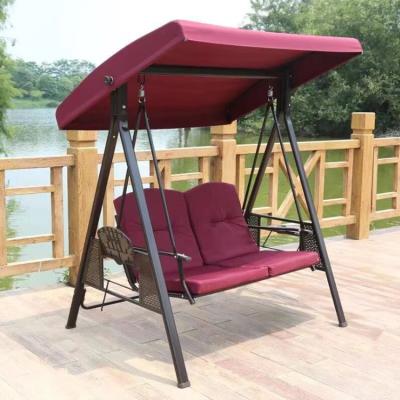 China Patio\Garden\Outdoor High Quality Swings\Hotel\Restaurant\Cafe Garden 3 Seater Rattan Canopy Swing Hammock Metal Beach Chair Patio Wrought Iron Patio for sale