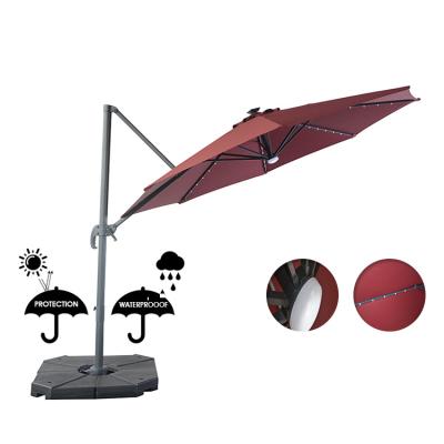 China Waterproof/UV Resistant/Fade Resistant Large Sunshade Cheap Beach Umbrella With Solar Powered Led Cantilever Patio Umbrella Lightweight Umbrella Garden Cantilever Umbrella For Outdoor for sale