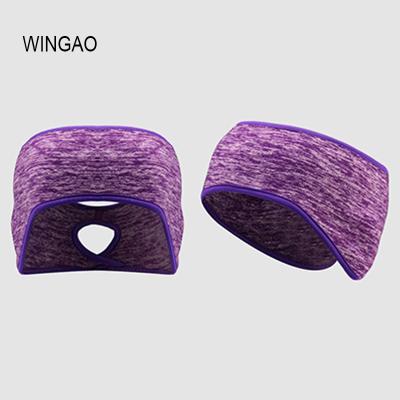 China Fitness Headband Stretch Polyester Turban Solid Color Sports Running Yoga Sweat Band With Hair Hole for sale