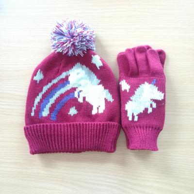 China 2018 New Style Short Cute Animal Knit Hat Gloves Sets For Kids for sale