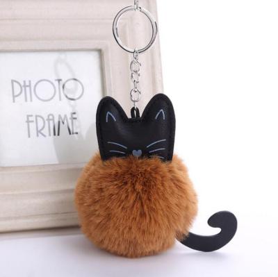 China Hot plush fur hairball jewelry pom pom accessory cat decoration sale key chain for sale