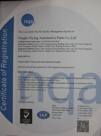 ISO9001 - Ningbo Flying Automotive Parts Co., Ltd.